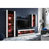 komodee Wohnwand TV Tivoli Medio, A2 Weiß/Schwarz 245x159x35 cm
