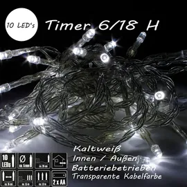 Mojawo 10er LED Outdoor Lichterkette Mit Timer-mlk100iza-kaltweiß