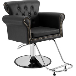 VEVOR Friseurstuhl 150 kg Gewichtskapazität Friseursessel aus Schwamm PU Holzplatte Eisen Bedienungsstuhl höhenverstellbar Barbersessel 360° drehbar Barberstuhl Friseureinrichtung 98 x 77 x 90,5 cm