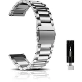 CeiBand Armband für 22MM 18MM 20MM, Metall Uhrenarmbänder, Unisex Edelstahl Uhrband Geeignet für Herren und Damen - Silber