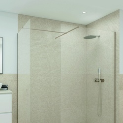 Walk-In Eck-Duschwand mit Profil in Cappuccino und Duschtasse in Weiß – von 120cm x 80cm - RAK Feeling x Hudson Reed