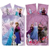 BrandMac Bettwäsche Disney Frozen - Die Eiskönigin - 2 x Wende-Bettwäsche, 135x200 & 80x80, Baumwolle, 100% Baumwolle rosa