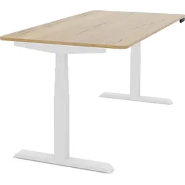 assmann büromöbel ASSMANN Elektrisch Höhenverstellbarer Familien Schreibtisch Pitino Curved Eiche Natura Weiß, 160x70cm, Memoryfunktion, Kollisionsschutz - Braun