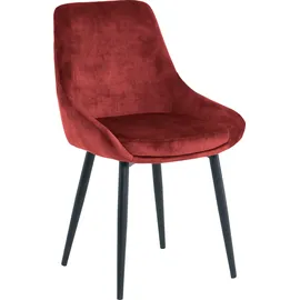 SIT Möbel SIT rot (rot, schwarz, schwarz), B:48cm H:84cm T:57cm, Metall, Polyester, Stühle, Polsterstuhl, glamouröser Bezug in Samtoptik