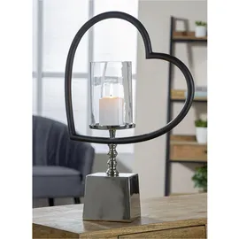 Gilde Windlicht Te Quiero Aluminium, Glas Schwarz/Silberfarben