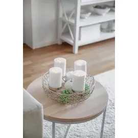 Edzard Adventskranz Milano, Edelstahl vernickelt, silberfarben, Durchmesser 34 cm, für Stumpenkerzen ø 8 cm,