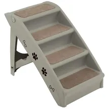 Costway 4-stufige Haustiertreppe Hunderampe Grau