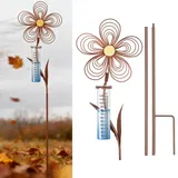 JAZUIHA Regenmesser für Garten 115 cm, Frostsicher Niederschlagsmesser in Rostoptik zur Messung der Regenmenge, Gartendeko mit Erdspieß