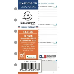 QUO VADIS Timer Kalender 1 Woche auf 2 Seiten 8,1x12,6cm 2025 Packung mit 5 Stück
