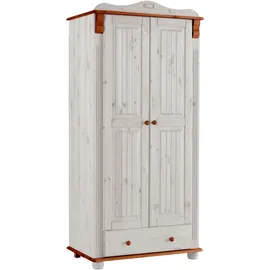 otto home Kleiderschrank OTTO HOME "Adele", weiß (weiß, kirschbaumfarben), B:92cm H:191cm T:53,5cm, Massivholz, Schränke, Kleiderschrank, aus massiver Kiefer,Spiegel beim 4-und 5-trg.Schrank, Innenausstattung