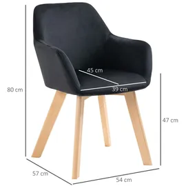 Homcom Esszimmerstuhl Samt schwarz 2er Set