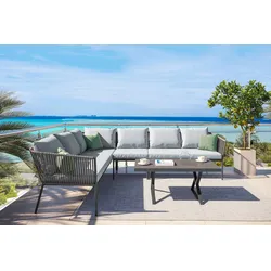 OUTFLEXX Gartenlounge, Schwarz, Aluminium, langlebiges Material, pulverbeschichtet, pflegeleicht, inklusive Kissen