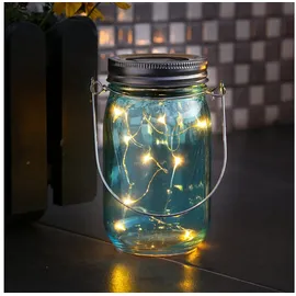 MARELIDA Laterne Glas 14,0 cm Solar LED blau