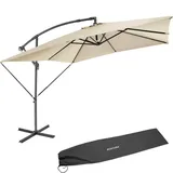Tectake tectake® Sonnenschirm Apollon mit Kurbel 2,5 x 250 cm, stufenlos verstellbarer Neigungswinkel, inkl. Windsicherung und Schutzhülle