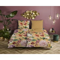 DESCANSO Wendebettwäsche »Fiori«, Satin, - ocker
