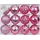 MAGIC by Inge Weihnachtskugeln Kunststoff 6cm x 12 Stück Set mit Muster Mix Christbaumkugeln pink
