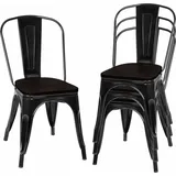 4er Set Esszimmerstuhl, Bistrostuhl aus Metall, Barhocker stapelbar, Metallstuhl bis 120kg belastbar Schwarz - Costway