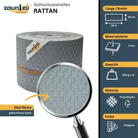 zaunzu® Sichtschutzstreifen Rattan 26 m Hellgrau