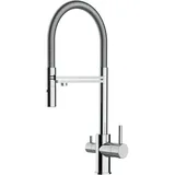 VIZIO NIEDERDRUCK 3 Wege Wasserhahn Küchenarmatur FL mit 360° Schwenkbarem Auslauf Abnehmbare 2 Strahl Handbrause Verchromt