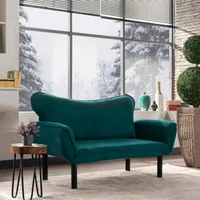 2-sitzer Schlafsofa Hone, Stauraum, Verstellbar, Armlehnen, 140x65 Cm Blau