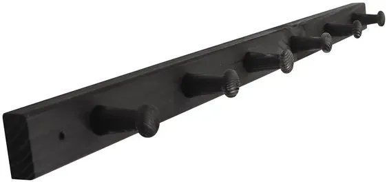 Coat rack 6 hooks pine wood black RETRO