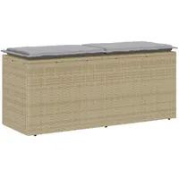 VidaXL Gartenbank mit Kissen Beige 110x40x44 cm Poly Rattan