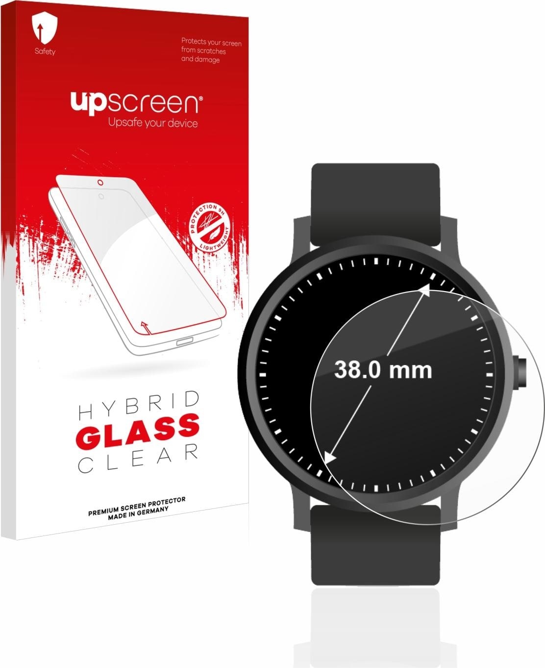 upscreen Scratch Shield Panzerglasfolie, Smartwatch Schutzfolie, Transparent