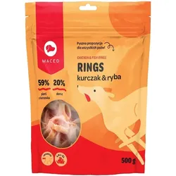 MACED Ringe Huhn und Fisch Hundeleckerli 500g