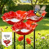 Vogeltränke Blume Gartenstecker Aus Metall Bienentränke, Blumengartenstecker Blumenform Winterfest Insektentränke Gartenfiguren Gartenstatuen Gartendeko Für Draußen (3PCS)