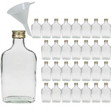 Viva Haushaltswaren - 30 x kleine Glasflasche 200 ml mit Schraubverschluss, als Flachmann, Schnapsflasche & Likörflasche geeignet (inkl. Trichter Ø 7 cm)