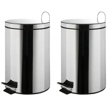 Home4You Kosmetikeimer 2er Set, Edelstahl - mit Kunststoffeinsatz - 3 Liter - 2er Set