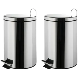 Home4You Kosmetikeimer 2er Set, Edelstahl - mit Kunststoffeinsatz - 3 Liter - 2er Set