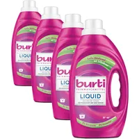 burti LIQUID Feinwaschmittel – Color Waschmittel flüssig ohne Bleichmittel & Weichspüler - Fleckenentferner - 29 Wäschen – Farb- & Faserschutz für pflegeleichte Textilien (Packung mit 4)