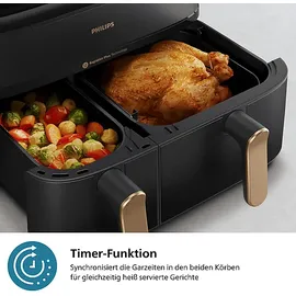 Philips 5000 Series Steam Airfryer Dual Basket NA552/00 Dunkelgrau/Kupfer