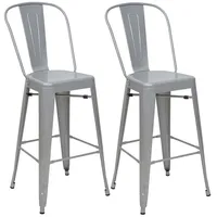 Mendler 2er-Set Barhocker HWC-A73, Barstuhl Tresenhocker mit Lehne, Metall