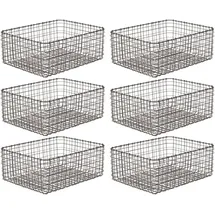 mDesign 6er-Set Allzweckkorb aus Metall – Aufbewahrungskorb für Küche, Vorratskammer etc. – kompakter und universeller Drahtkorb – bronzefarben