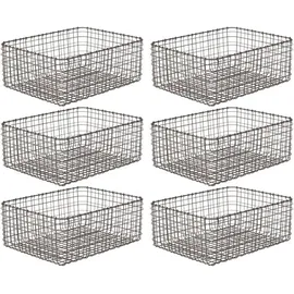mDesign 6er-Set Allzweckkorb aus Metall – Aufbewahrungskorb für Küche, Vorratskammer etc. – kompakter und universeller Drahtkorb – bronzefarben