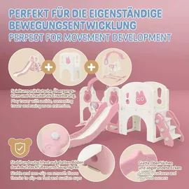 joyz Schaukel mit Spielturm und Rutsche 6-in-1 Rosa