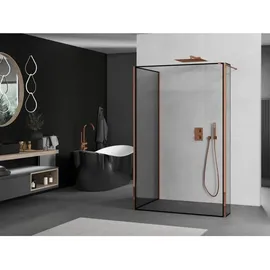 Mexen Kioto Walk-in Duschwand 110 x 110 x 40 cm, schwarzes Muster, roségold - 800-110-110-221-60-70- - Mexen