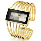 CANSNOW Spangenuhr Damen – Stilvolle Damenuhr Gold | Damen Uhr | Damen Uhren | Damen Armbanduhr | Frauen Uhren | Damenuhr Gold | Uhr Damen Gold | Goldene Uhr Damen | Uhr Gold Damen (Gold-Weiß)