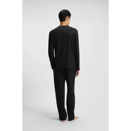 hugo underwear Pyjama HUGO UNDERWEAR "NOCTO LONG SET", Herren, Gr. XL (54), schwarz 001, Jersey, Obermaterial: 48% Baumwolle, 48% Modal, 4% Elasthan, relaxed fit normal, Rundhals, Homewear-Sets Pyjama, aus Stretch-Jersey mit Split-Logos, relaxed fit