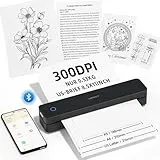 HPRT tragbare Drucker drahtlos für Reisen, Bluetooth Thermodrucker kompatibel mit iOS, Android & Laptop, Unterstützung 8.5x11 US Letter & A4 Thermopapier, Tintenloser mobiler Drucker,Reinschwarz