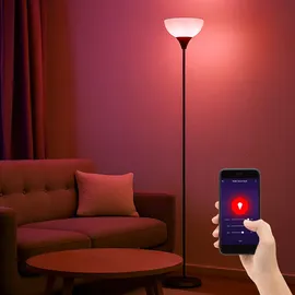 GLOBO Lighting - Smart LED Stehleuchte dimmbar Deckenfluter opal Stehlampe titanfarben Wohnzimmerleuchte, Farbwechsel, App Sprachsteuerung,Metall,