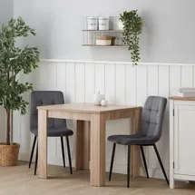 Homestyle4u Essgruppe mit 2 Samt Polsterstühlen in Natur und Grau 2757