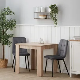 Homestyle4u Essgruppe mit 2 Samt Polsterstühlen in Natur und Grau 2757