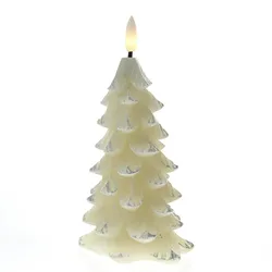 LED Kerze Tannenbaum Weihnachtsbaum Echtwachs 3D Flamme H: 16cm Timer creme
