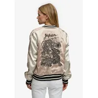 Superdry Parka SUPERDRY "SUIKAJAN EMBROIDERED BOMBER", Damen, Gr. M, light taupe, Web, Obermaterial: 100% Polyester, slim fit, Jacken Parka, Slim Fit, mit Reißverschluss, aus Polyester und Kunstfaser