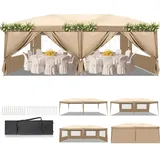BreezTerra Pavillon 3x6 m,Faltpavillon Wasserdicht Windfest UV 50+ Sonnenschutz, mit 6 Seitenwände,4 Fenster,Höhenverstellbare, Stabil Gartenzelt Partyzelt für Garten, Party, Terrasse,Camping Khaki