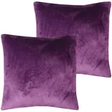 Bestlivings Kissenhülle Kuschel Kissenbezug mit Reißverschluss 50 x 50 cm Violett 2er Pack