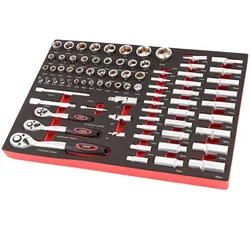 HBM 80-teiliger Steckschlüsselsatz 1⁄4 inch, 3/8 inch und 1/2 inch Steckschlüssel Schaumstoffeinlage